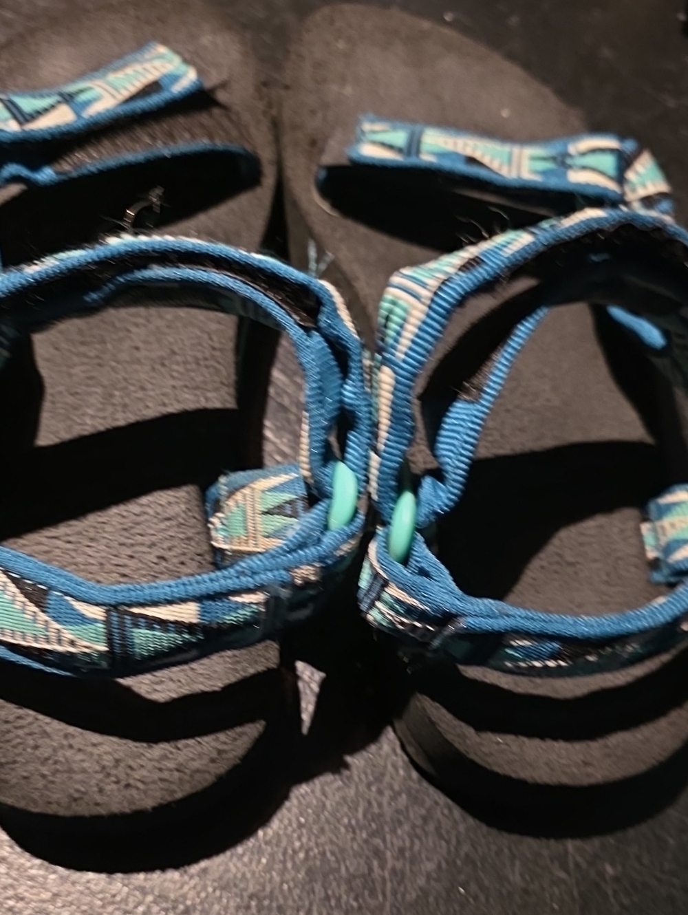 Blue Patterned Adjustable Strap Sandals - Picture 7 of 8